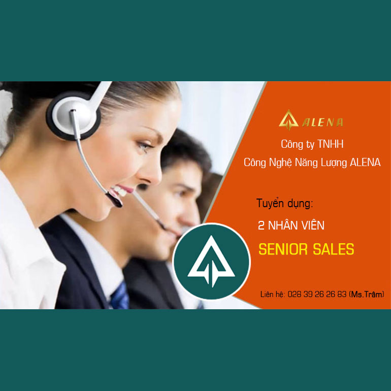 Công ty Alena tuyển gấp 2 Nhân viên Senior sales