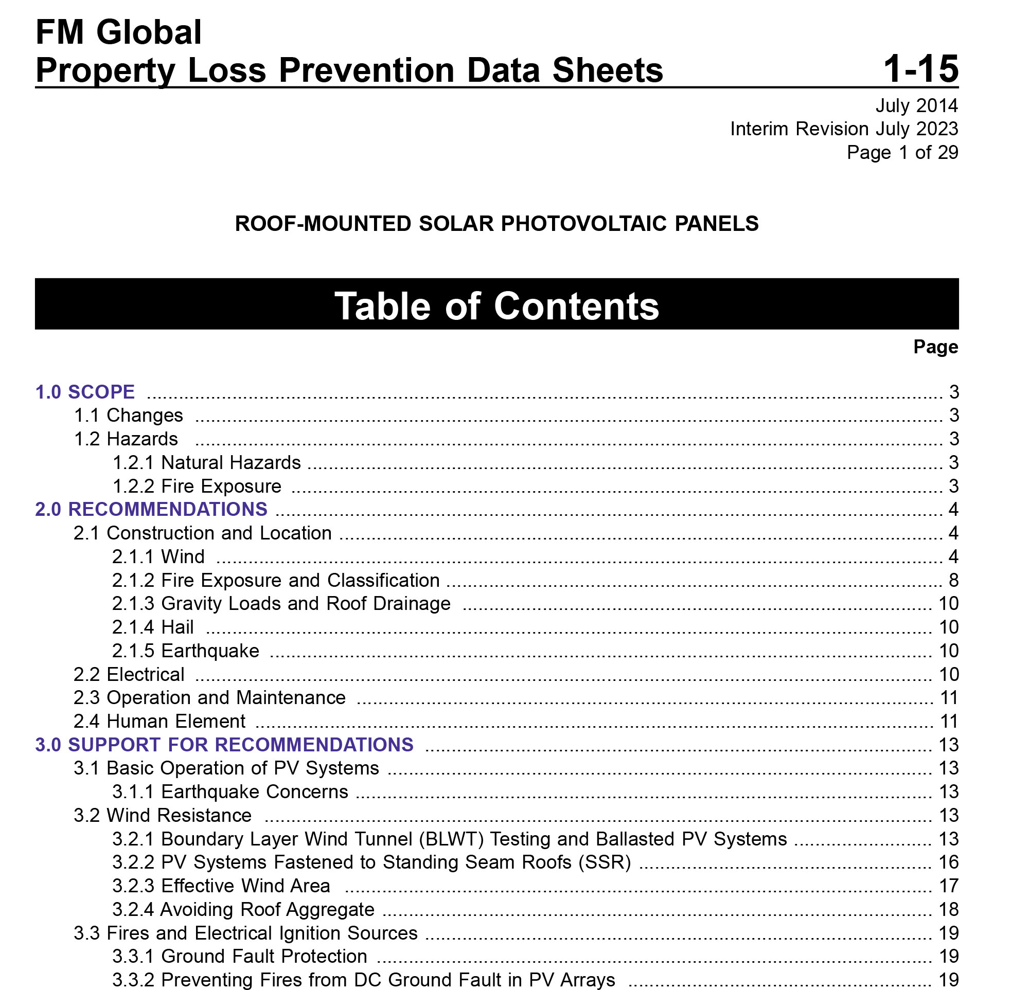 FM Global Property Loss Prevention Data Sheets – ROOF-MOUNTED SOLAR PHOTOVOLTAIC PANELS